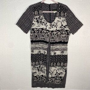 Vintage Stuart Alan floral print boho secretary garden party midi‎ dress